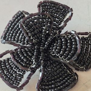 Set Od 2  Black Beaded Flower  Shoe Clip